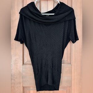 Y2K Express Black | Off The Shoulder | Cowl Neck | Knit | Short Sleeve Top